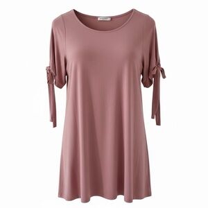 NEW B-Sharp Mauve Pink Scoop Neck Short Tie Sleeve T-Shirt Size Small